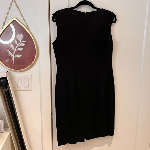 Lafayette 148 Black Lace Front Punto Milano Shift Dress Sz 10 - Picture 4 of 11